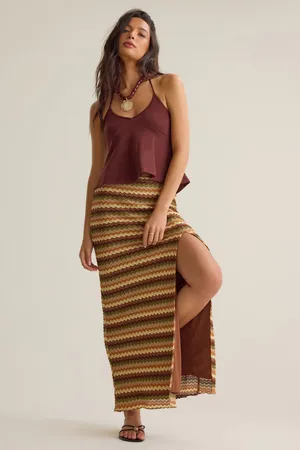 Alter’d State Lizzy Crochet Striped Chevron Knit Maxi Skirt & Halter Top Set NWT medium thumbnail 5