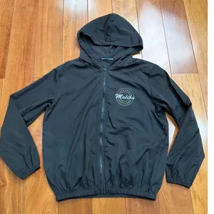 Brandy Melville Windbreaker Women Black Malibu‎ California Graphic Hoodie OS thumbnail 1