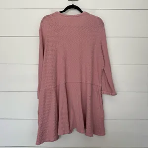 Free People Women’s Medium Pink Ribbed Blossom Shirt Dress thumbnail 3