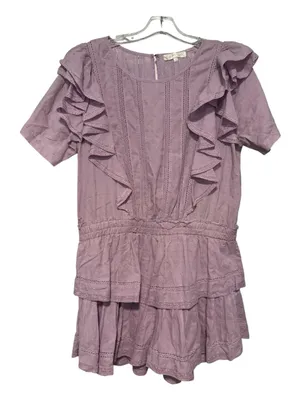 LoveShackFancy Natasha Dress Wisteria Purple Ruffle Lace Mini Dress Size Large thumbnail 3