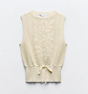 ZARA NWT Ecru ROMANTIC KNIT TOP. Size Large NWT Ecru ROMANTIC KNIT TOP. Size Large thumbnail 4