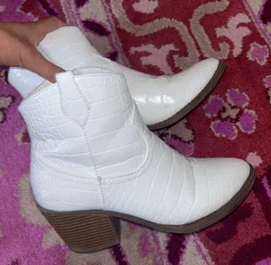 Sugar White Ankle Boots  thumbnail 1