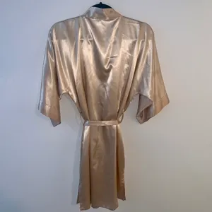 Beige Silky Robe Tan thumbnail 3