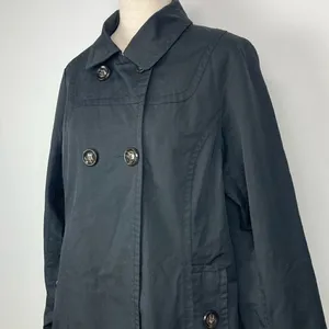 Jones New York Double Breasted Raincoat Trench Coat in Black thumbnail 3