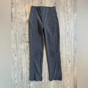 Lululemon Ribbed Softstreme Zip-Leg High-Rise Cropped Pants 25"-Black- Size 0 thumbnail 3