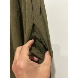 Women’s Olive Green Midi dress Sz Medium pockets Prairie Cottagecore Boho Ruffle thumbnail 2