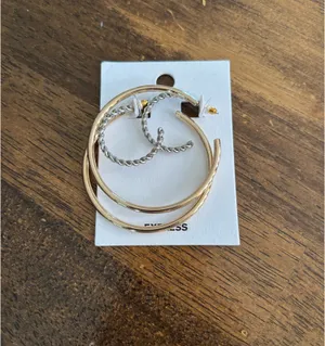 NWT Express Two Tone Textured Double Earrings thumbnail 4