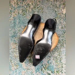 Vintage Y2K NOS Stuart Weitzman black lace slingback kitten heels, size 6.5M thumbnail 6