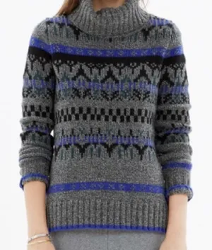 Madewell Ice Blue Fair isle Turtleneck Sweater thumbnail 1