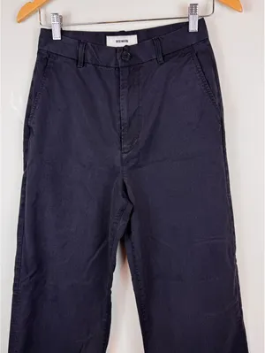 Buck Mason Women’s Black Straight Leg Cotton Lyocell Pants Size 25 Raw Hem thumbnail 6
