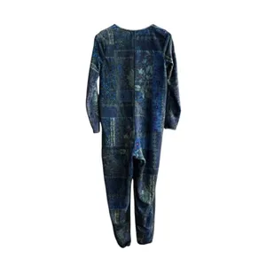 Natural Life Fleece One Piece Lounge Comfort Pajamas Blue Patchwork SO SOFT S/M thumbnail 4