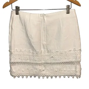 H&M Eyelet Crochet Mini‎ Skirt Cream Off White Size 8 New thumbnail 2