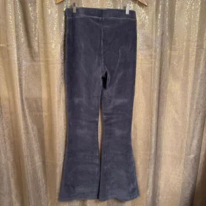 Aerie Groove On Gray High Waist Velvet Ribbed Flare Lounge‎ Pants Medium thumbnail 2