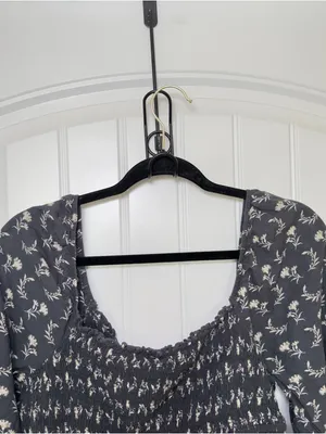 American Eagle XL‎ Floral Smocked Peplum Blouse Peasant Sleeves Coquette Boho thumbnail 7