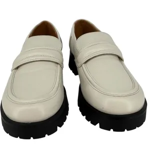 Nine West Womens Gury Slip On Chunky Lug Sole Loafers Cream Size 8.5M Y2K Preppy thumbnail 8