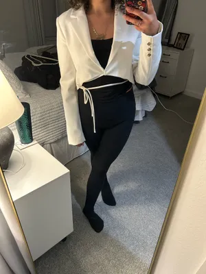 ZARA Cropped White Blazer thumbnail 4