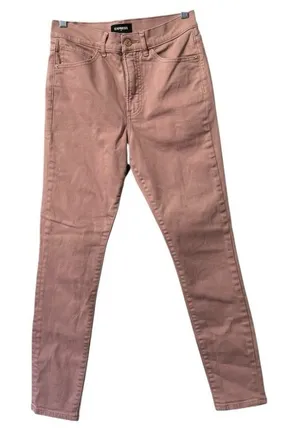 Express Skinny High Rise Pants Size 4R‎ Pink Stretch Classic City Preppy Office thumbnail 1