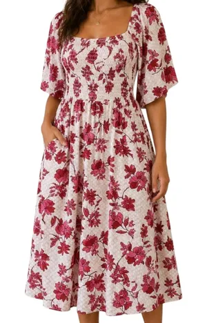 B by Bobeau red floral Maxi Dress thumbnail 1
