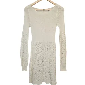 Anthropologie Knitted‎ & Knotted Cream Long Sleeve Alpaca Knit Sweater Dress - S thumbnail 4
