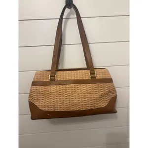 Vintage Etienne Aigner Woven Straw Leather Trim‎ Shoulder Bag Purse Designer thumbnail 2
