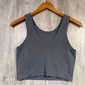 Lululemon Ribbed Softstreme Crop Top Blue Gray Loungewear Athleisure Size 4 thumbnail 2