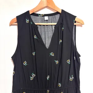 Old Navy Daisy Dress Womens L‎ Black Midi Cottage Casual Party Sundress Summer thumbnail 2