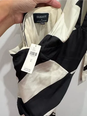 Anthropologie Bardot Citron Halter Dress in Black & Ivory Size 6 NWT thumbnail 5