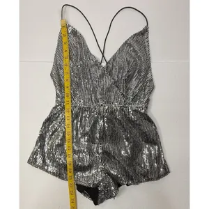 Showpo Disco Lights Playsuit Romper Sz 08 Silver Sequins Dance Festival Diva New thumbnail 2