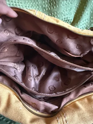 BORN Women’s Canvas Tote Bag with Brown genuine Leather Trim - Mustard thumbnail 9