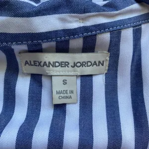 Alexander Jordan Relaxed Coastal Clean Office Siren Striped Button Top S Blue thumbnail 5