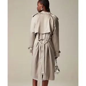 J.Crew Relaxed Trench Coat Satin Crepe Mid Length Silver Gray Insulated US 2 NWT thumbnail 2