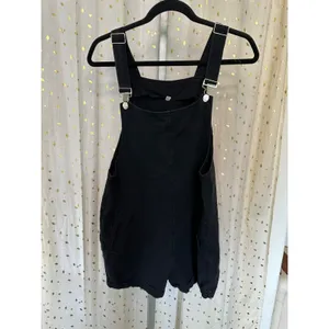 Fashion Black Cotton Linen Blend Pockets Adjustable Shorts Overalls Romper S thumbnail 2