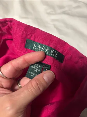 Ralph Lauren Classic Linen Button-Front Women's Shirt - Hot Pink thumbnail 6