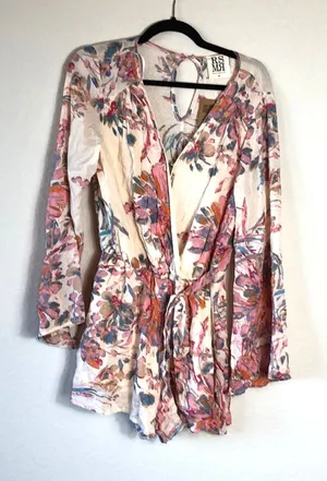 Rossmore floral long sleeve pink romper wedding guest graduation baby size M thumbnail 1