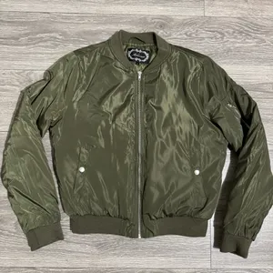 Ambiance Outerwear Woman Army Green Puffer Zip‎ Up Jacket Size Large Pocket thumbnail 8