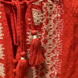 Knox Rose Red Blouse with White Embroidery thumbnail 3