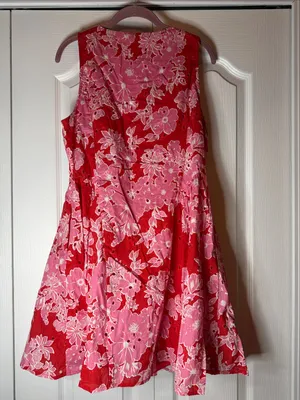 entro Red and Pink Floral Sleeveless Midi Boutique Dress thumbnail 6