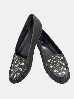 Nicole Black Rhinestone Studded Loafers Slip On Flats Comfort Shoes 10W- Danica thumbnail 3