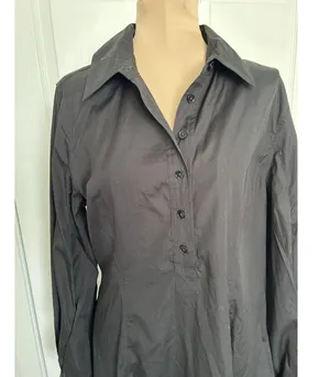 Madewell $138 Seamed Long-Sleeve Mini Shirtdress in Poplin Black Size 8 NV025 thumbnail 6
