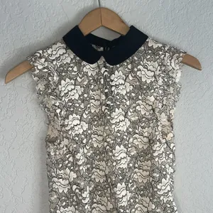 Zara Lace Sleeveless Top Sheer Peter Pan Collar Victorian Romantic Modest thumbnail 5