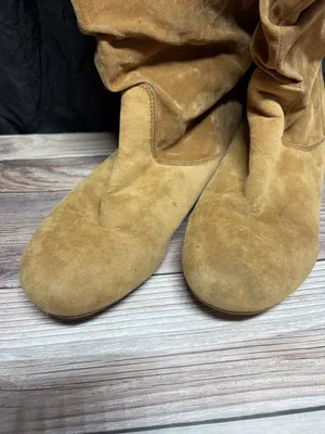 Tan Suede Slouch Boots Size 7.5 Brown thumbnail 2