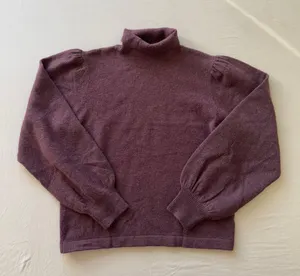 Puff Sleeve Wool Turtleneck Sweater Brown Size XL thumbnail 1