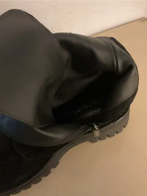 275 Central women black suede leather combat heel boots US 9 thumbnail 4