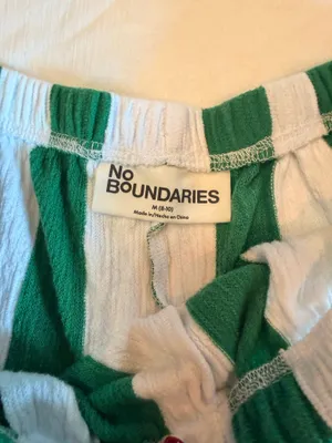 No Boundaries Green White Striped Terry Cloth Shorts M 8-10 thumbnail 2