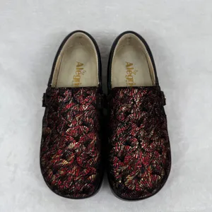 Alegria Kourtney Red Gold Metallic Fan Leather Clog Nursing Shoes KAR-274X‎ 35 thumbnail 4