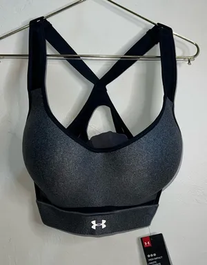 Under Armour Women's High Support Sports Bra - Charcoal Gray/Black 36D thumbnail 1