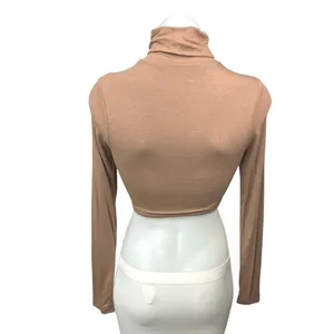 Naked Wardrobe Tan Turtleneck Long Sleeve Pullover Cropped Sweater Top Size M thumbnail 6