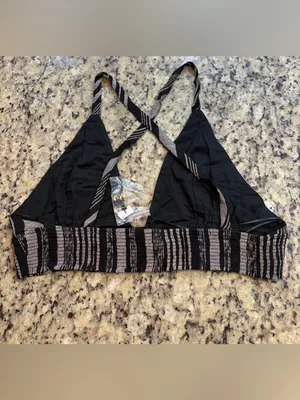 Topshop Black and Cream Striped Halter Top thumbnail 3
