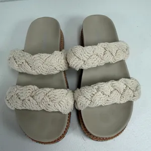 Johnny Was 6 Platform Slide Braided Rope Sandal Woven Trim Boho Festival Preppy thumbnail 6
