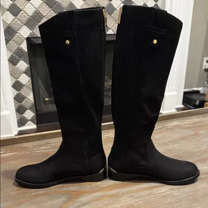 Kenneth Cole Wind‎ Stretch Riding Boots Black Suede Size 5 Classic Tall Boot thumbnail 5